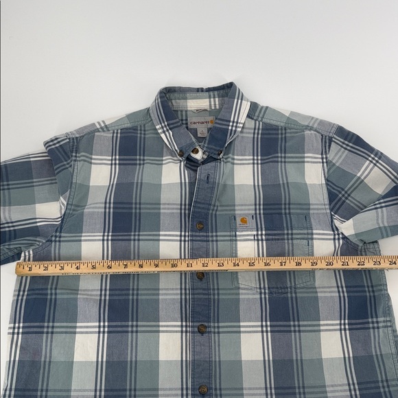 CARHARTT Relaxed Fit Lightweight Short Sleeve Button Up Shirt Mens Large Tall - Picture 7 of 11
